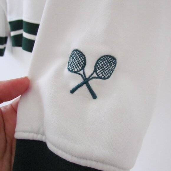 Ellsworth + Ivey Country Club Sweatshirt Sz S Tennis Racket Motif White & Green - Picture 9 of 11